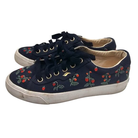 Keds x Rifle Paper Co. Crew Kick Sneakers Floral Blue Red Womens Sz 6 - Picture 1 of 6